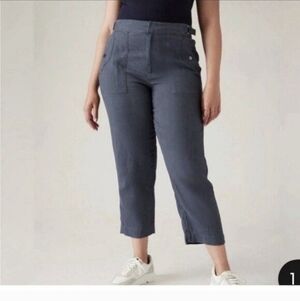 NWT Athleta‎ Voyager Linen Pant Granite Blue Coastal Summer 16